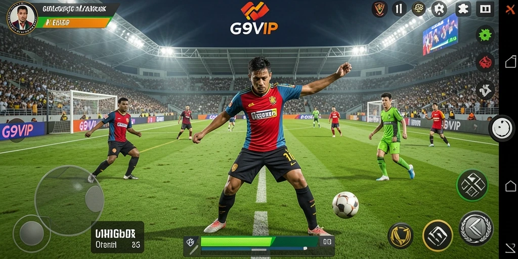 Tangkapan layar G9VIP menunjukkan aksi seru di lapangan sepak bola.