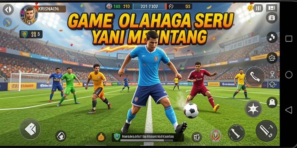 Screenshot utama KRISNA96 menampilkan aksi seru dalam permainan olahraga.