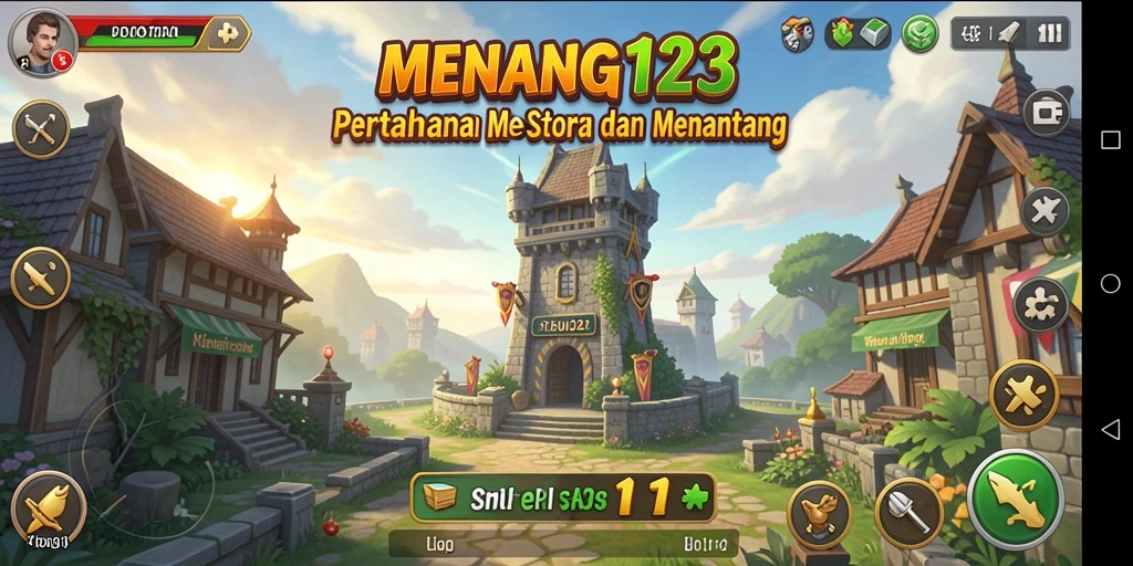 Tampilan gameplay MENANG123 menunjukkan menara yang siap menghadapi gelombang musuh.