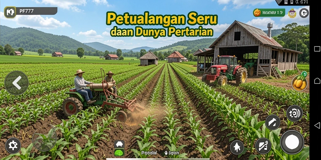 Tampilan gameplay seru saat mengelola ladang di PF777.