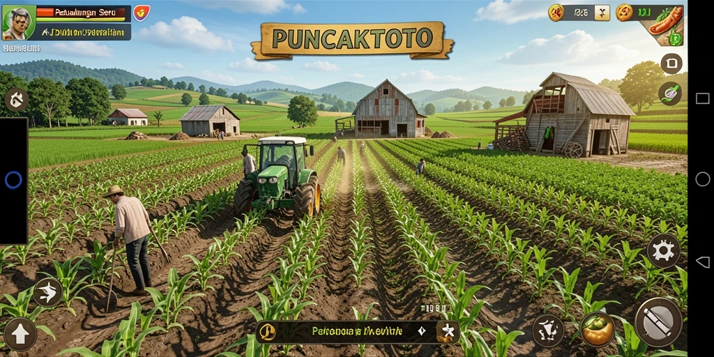 Tampilan gameplay PUNCAKTOTO dengan aktivitas bertani yang seru.
