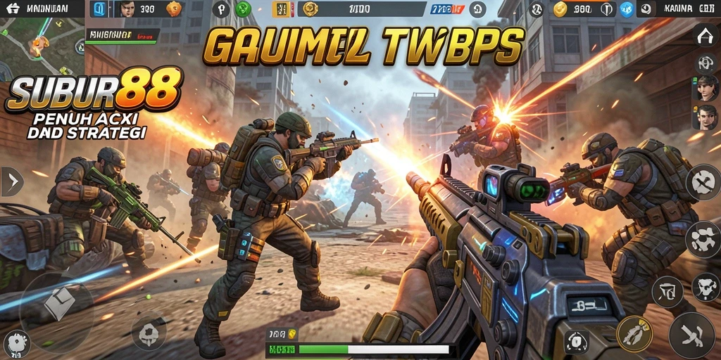Tampilan gameplay SUBUR88 yang intens dan seru dalam mode TPS.