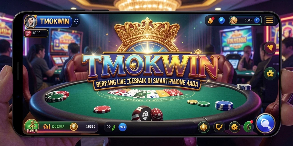 Screenshot gameplay TMOKWIN, menampilkan dealer dan interaksi langsung.